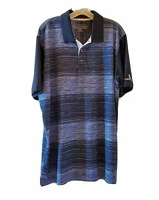 Pebble Beach Golf Polo Shirt Mens XL Navy Blue Striped Athletic Embroidered  - Image 1 of 4