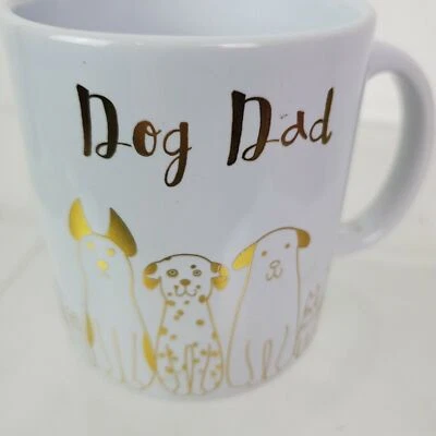 Dog Dad Gold White Coffee Tea Mug Fur Gift For Dog Dad Dog Lover Puppy SN - Image 1 of 4