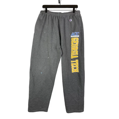 Georgia Tech Champion Pants Size Large Track Sweatpants Mens Grey NCAA Eco ACC Cover