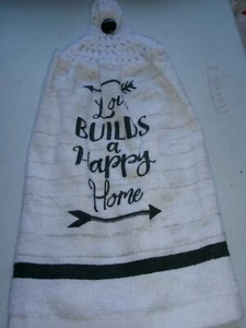 Toalla de cocina de algodón con estampado de ganchillo BLANCO Love Builds a Happy Home - Imagen 1 de 2