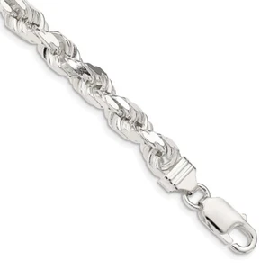 Sterling Silver 6.5mm Diamond-cut Rope Chain Bracelet 9" for Women 32.99gm - Picture 1 of 2