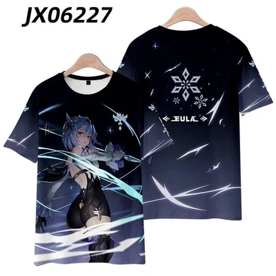 Camiseta Anime Genshin Impact Eula Otaku Figura de Dibujos Animados Manga Corta Juegos con disfraces Regalo Foto 1 de 4