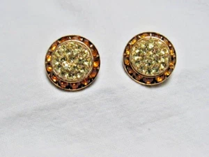 Vintage Signed Lisner Amber, Pale Yellow Clip Earrings - Picture 1 of 6