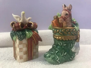 Fitz & Floyd Classics Weihnachten Salz Pfeffer Strumpf & Geschenk EX4131 - Bild 1 von 10