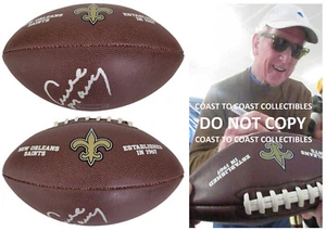 Archie Manning Firmado New Orleans Saints Logo Prueba de Fútbol Certificado de Autenticidad Autografiado - Imagen 1 de 4