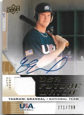 2009 USA National Team Jersey Autographs #18 Yasmani Grandal Auto Jersey /799 - Image 1 of 2