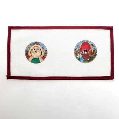 Tapestry Tent Handpainted Needlepoint Canvas 2-Sided Ornament Santa Toys 18 Mesh - Image 1 of 4