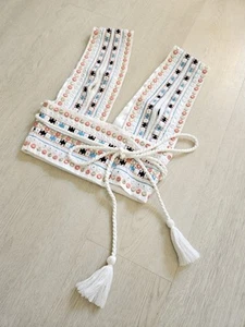 Revolve Majorelle Breanna Boho Mirror Embroidered Crop Plunge Top Tie Waist XXS - Picture 1 of 12