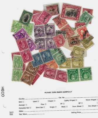 Collection Ealry 20th C 1-13 Cent #294 Washington Franklin Block Etc US 17-14 - Image 1 of 3