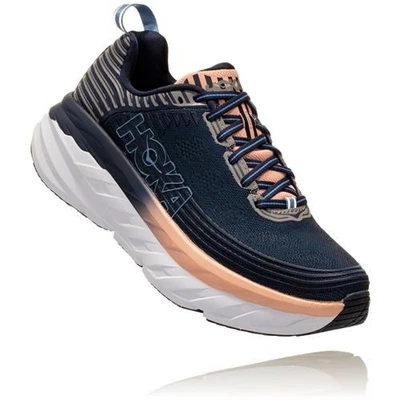 Hoka One One Bondi 6 Women's Wide D Mood Indigo, Dusty Pink - Image 1 of 4