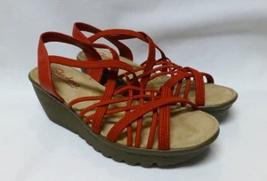 Women's Skechers Memory Foam Wedge Strappy Red sz 7 EUC - Picture 1 of 9