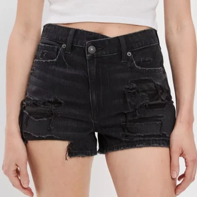 NUEVO Pantalón Corto American Eagle Outfitters Denim Mamá en Negro Mujer Talla 16 Foto 1 de 4