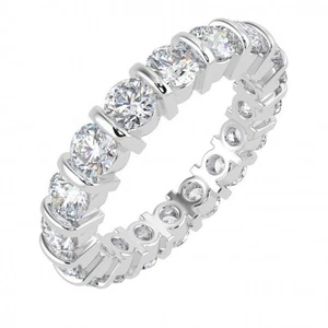 2.00Ct Natural Round Diamond Bar Set Full Eternity Ring In Platinum 950 - Picture 1 of 10