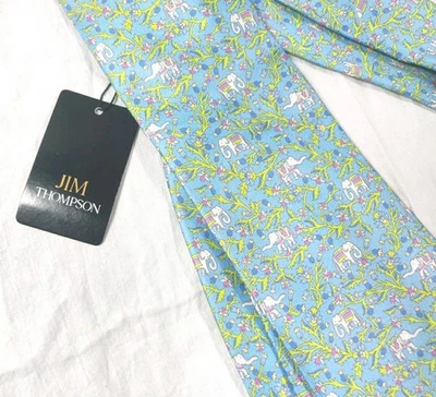 Corbata de seda Jim Thompson para hombre azul primavera/verde estampado elefante nueva con etiquetas  Foto 1 de 4