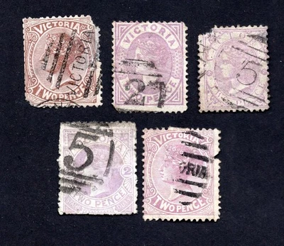 Victoria 1870-95 group of 5 stamps used CV=13.7$ - Image 1 of 2