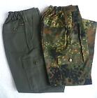 Spodnie dziecięce BW i spodnie kamuflażowe, produkcja niemiecka, oryginalne tkaniny, rozmiar 98 -176