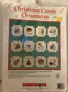 Dimensions 1990 Christmas Carols Ornaments Set of 12 #8407 Floss Included - Picture 1 of 12