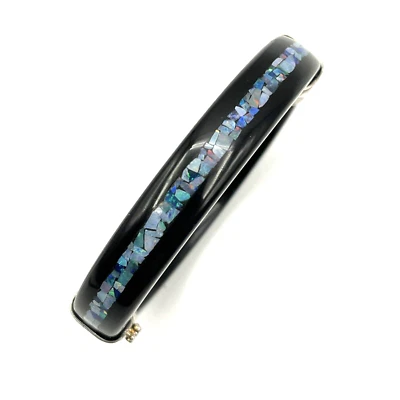 Jay King 黑玛瑙玛瑙和微型蛋白石马赛克镶嵌纯银手镯手链 — 第 1/4 张图片