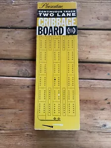 Vintage Pleasantime Four Track Walnut Wood CRIBBAGE BOARD w/ some Pegs. - Picture 1 of 7