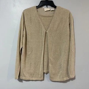 Jaclyn Smith Sweater Womens Medium Beige Gold Long Sleeve Sweatshirt 74% Silk - Picture 1 of 11