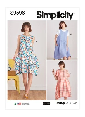 SIMPLICITY 9596 MISSES' PULLOVER DRESS KNIT TOP Sewing Pattern Sizes XS - XL - Image 1 of 4