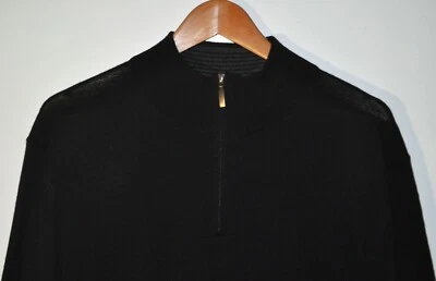 NEW Club Room Men's XL Merino Tabe Wool Acrylic Black Pullover Sweater 1/2 Zip  - Image 1 of 4