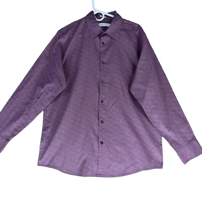 Camisa informal Calvin Klein calce clásico para hombre talla L púrpura liso en relieve Foto 1 de 4