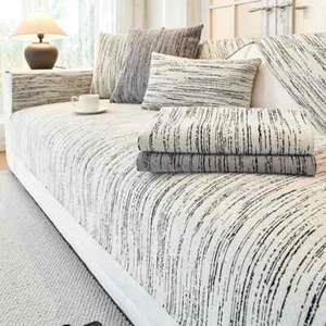 Chenille Striped Pattern Sofa Cushion Cover Universal Non-slip Sofa Cover Towel - Picture 1 of 27