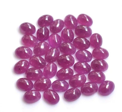 100.00% Natural Burma Red Ruby Cabochon Loose 7x5 MM AAA+ Gemstone 10 Pcs Lot - Image 1 of 4
