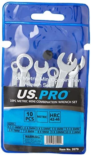 US PRO 2079 - Set di chiavi combinate mini metriche, 4-11 mm, cromate (F9f) - Immagine 1 di 1