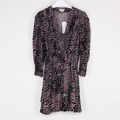 Zadig & Voltaire Women Rogers Leopard Velvet Devore Mini Dress Black Size M - Image 1 of 4