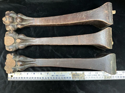 3 14" Claw Foot Antique Wood Furniture Table Legs Salvage Parts Repair Repurpose Cover