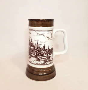 Ventana GLUCK 7 1/4" pulg. NVRNBERG Taza Marrón Blanco Nueva Taza de Cerveza Alemana Stein - Imagen 1 de 4