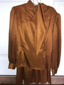 Vintage Anne Klein for New Aspects 2 Piece Skirt Blouse Size 12 Long Sleeve Top - Picture 1 of 5