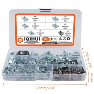 80PCS Auto KFZ U-Clip, U Nut Kit Clip Nut Set, U-Form Mutter M4 M5 M6 M8, for Dash - Bild 1 von 8