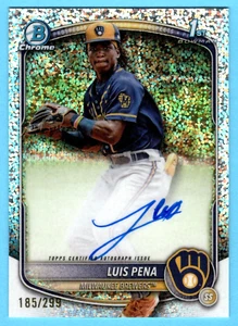Luis Peña 2025 Bowman cromo 1er año refractor moteado autógrafo/299 cerveceros - Imagen 1 de 2