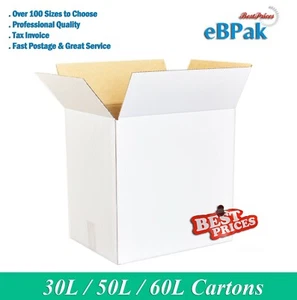 White Shipping Carton Moving Box 30L / 50L / 60L - Picture 1 of 6