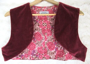 VINTAGE TRACTORGIRL Cropped Vest Size L Women Velvet Waistcoat Made in Australia - Picture 1 of 4
