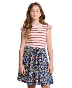 Polo Ralph Lauren Striped Floral Cotton-Blend Dress Big Girls XL(16) Multi Logo~ - Picture 1 of 15