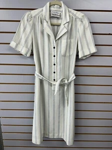 Vintage Schrader Sport Saks Fifth Ave 50s Day House Dress Womens Size 8 Striped - Picture 1 of 7