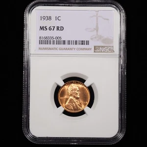 1938 Lincoln centesimo di grano 1c - NGC CLASSIFICATO MS67 RD - Foto 1 di 4