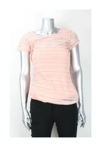 INC International Concepts Pink Illusion Stripe Cap-Sleeve Tee S - Picture 1 of 3