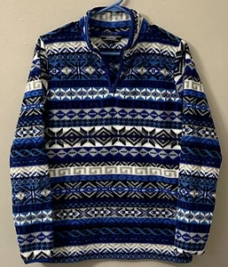 Lands End 1/4 Zip Pullover Fleece Sweater Kids Youth Large 14 - 16 Blue Preowned - Picture 1 of 4