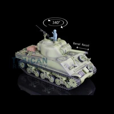 2.4G Henglong 1:16 7.0 Plastic 3898 M4A3 Sherman RTR BB IR RC Tank Barrel Recoil - Image 1 of 4