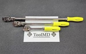 "Snap-on Tools EE. UU. NUEVO 3 piezas ALTA VIS 1/2" Dr. Juego de trinquete de cabeza flexible fija SHLFD80A - Imagen 1 de 24