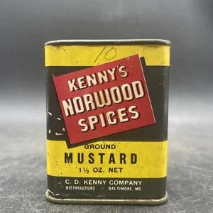 NOS Vintage Kenny's Norwood Spices Tin Ground Mustard Baltimore MD Full 1.5 oz - Picture 1 of 10
