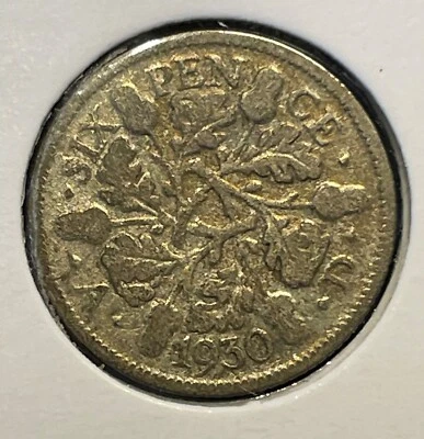 Gran Bretaña 6 peniques 1930 George V KM#832 .500Ag plata aF B1790 Foto 1 de 4