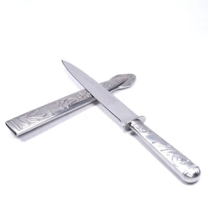VTG FACA GAUCHA BRAZIL HANDMADE ORNATE ALPACA SILVER BOOT DAGGER GAUCHO KNIFE - Picture 1 of 14