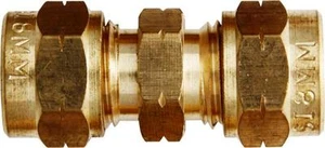1/4" Straight Brass Tube Coupling (Complete With Olives) - Pack of 1 - Picture 1 of 1