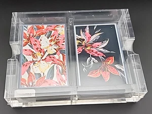 2 Mazzi Carte da Gioco Standard - Scatola Portaoggetti Lucite Trasparente - Nuova con etichette - Elegante - Foto 1 di 4